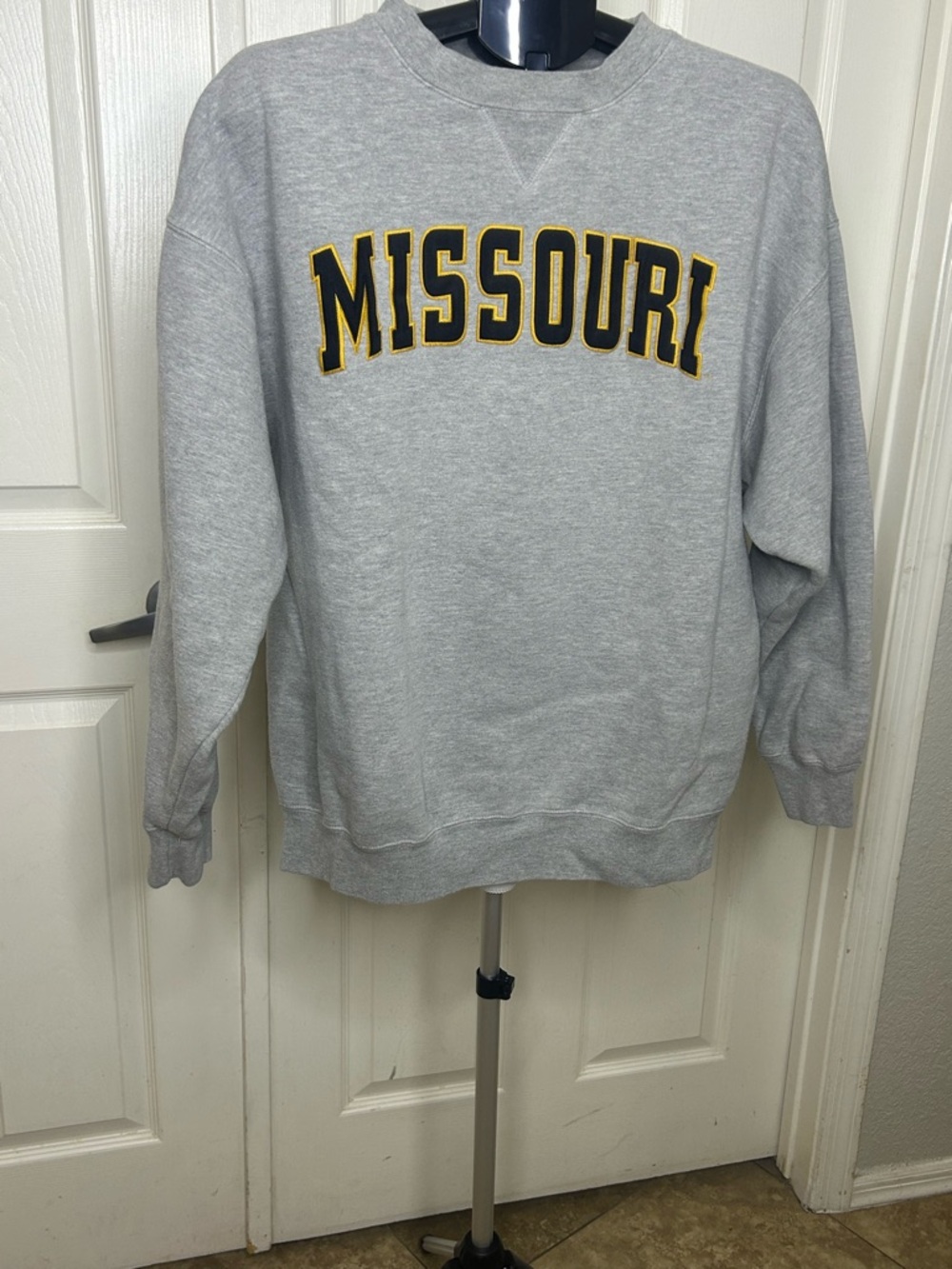 Champs Missouri Gray Crewneck Boyfriend’s Sweatshirt w/ Black and Gold Missouri